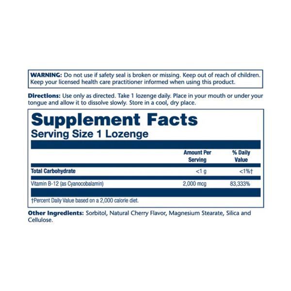 Вітамін Б12, Vitamin B-12 2000mcg - 90 lozenges Natural Cherry 2023-10-2387 фото